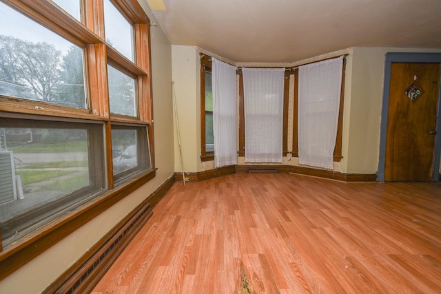937 N County St, Waukegan, IL 60085 - empty room featuring light wood-style floors, a baseboard radiator, and baseboards