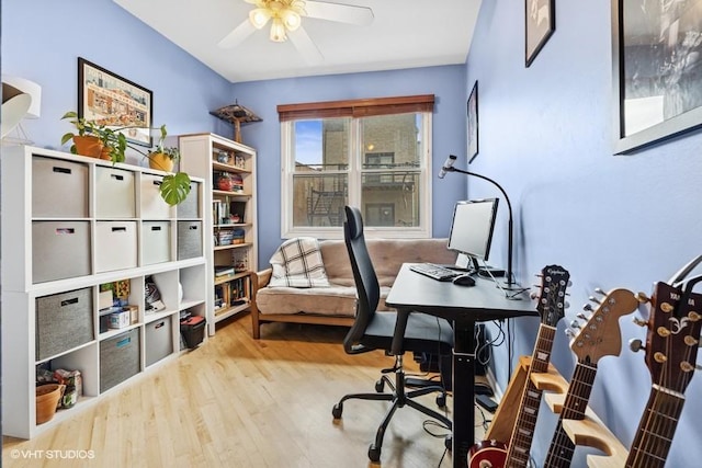 2215 W Augusta Blvd Unit 2E, Chicago, IL 60622 - office featuring wood finished floors and a ceiling fan