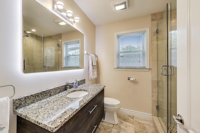 5319 W Cullom Ave, Chicago, IL 60641 - full bath with vanity, a stall shower, toilet, and baseboards