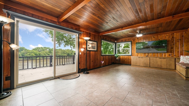 605 N 4th St, Oregon, IL 61061 - unfurnished sunroom featuring beamed ceiling