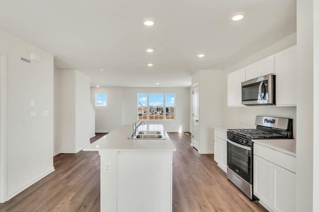 1554 Sequoia Way, Pingree Grove, IL 60140 - kitchen with stainless steel appliances, a sink, an island with sink, baseboards, and recessed lighting