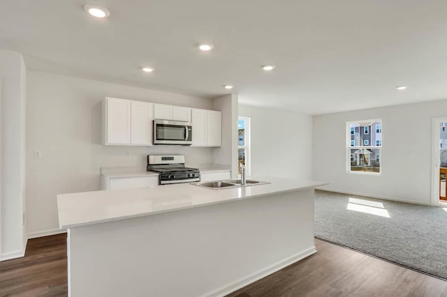 1554 Sequoia Way, Pingree Grove, IL 60140 - kitchen featuring appliances with stainless steel finishes, a sink, white cabinets, healthy amount of natural light, and recessed lighting
