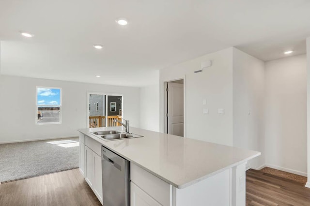 1554 Sequoia Way, Pingree Grove, IL 60140 - kitchen with dishwasher, a sink, light wood-style floors, white cabinets, and light countertops