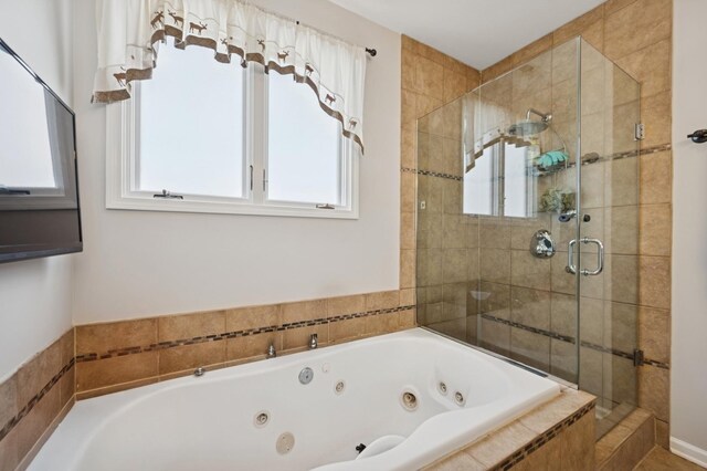 4218 N California Ave, Chicago, IL 60618 - bathroom featuring a stall shower and a whirlpool tub