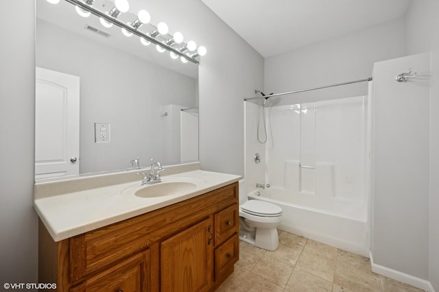 4218 N California Ave, Chicago, IL 60618 - full bathroom with vanity, toilet, shower / washtub combination, and tile patterned floors