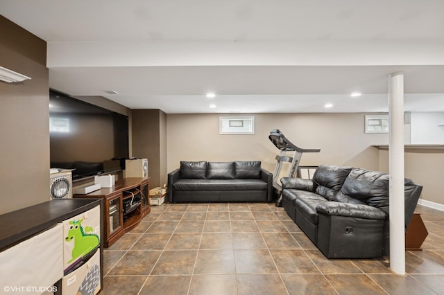 4218 N California Ave, Chicago, IL 60618 - living area with tile patterned floors and recessed lighting