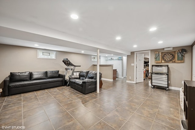 4218 N California Ave, Chicago, IL 60618 - tiled living area with recessed lighting and baseboards
