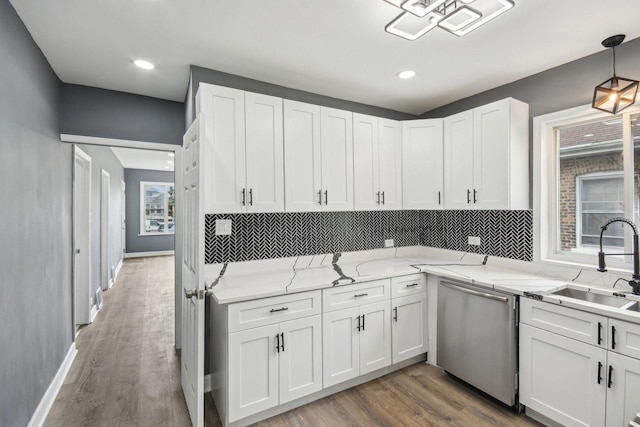 8428 S Rhodes Ave, Chicago, IL 60619 - kitchen with dishwasher, a sink, tasteful backsplash, light wood-style floors, and recessed lighting