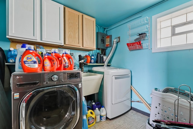 14453 Kolin Ave, Midlothian, IL 60445 - washroom with cabinet space, washer and clothes dryer, and electric panel