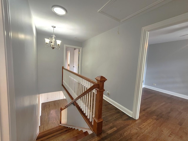5115 E Ln, Mchenry, IL 60050 - stairway with attic access, wood finished floors, baseboards, and a chandelier