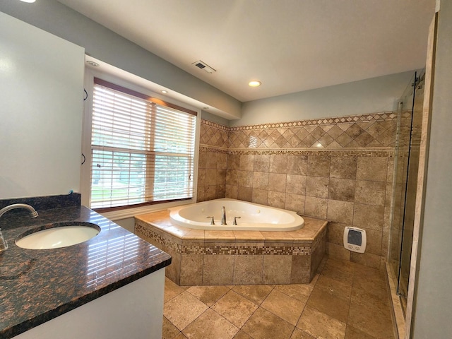 5115 E Ln, Mchenry, IL 60050 - full bath with a bath, a shower stall, vanity, and recessed lighting