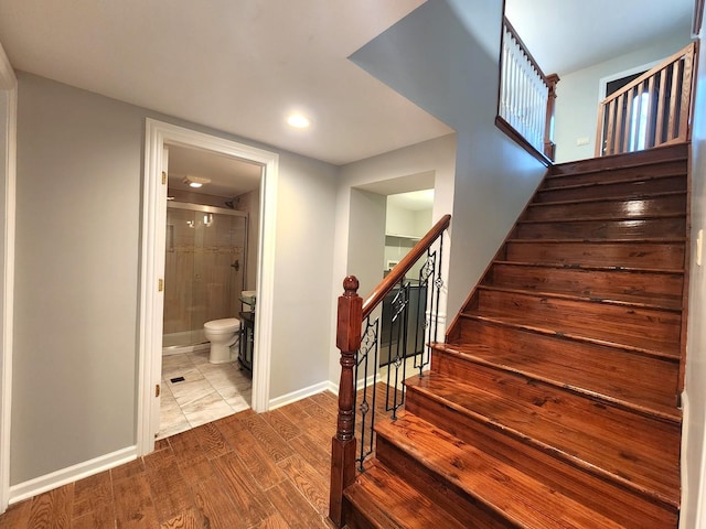 5115 E Ln, Mchenry, IL 60050 - staircase featuring baseboards, recessed lighting, and wood finished floors