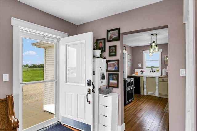 55 N 2600e Rd, Rankin, IL 60960 - foyer entrance featuring dark wood-type flooring and a textured ceiling