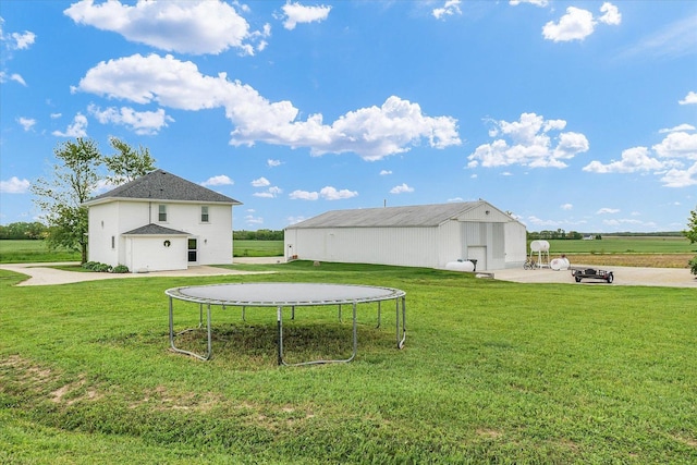 55 N 2600e Rd, Rankin, IL 60960 - view of grassy yard with a trampoline and an outbuilding