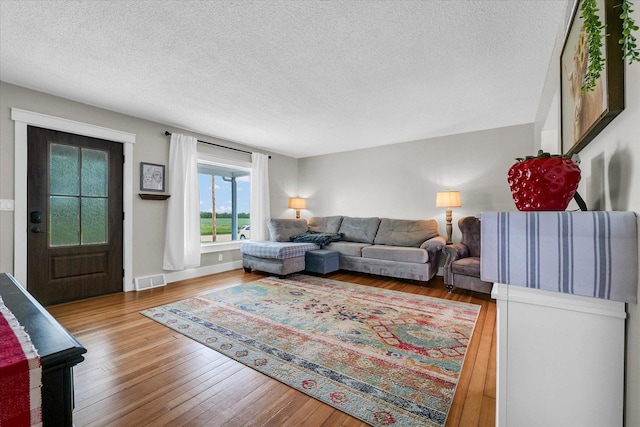 55 N 2600e Rd, Rankin, IL 60960 - living room with hardwood / wood-style flooring, a textured ceiling, and baseboards