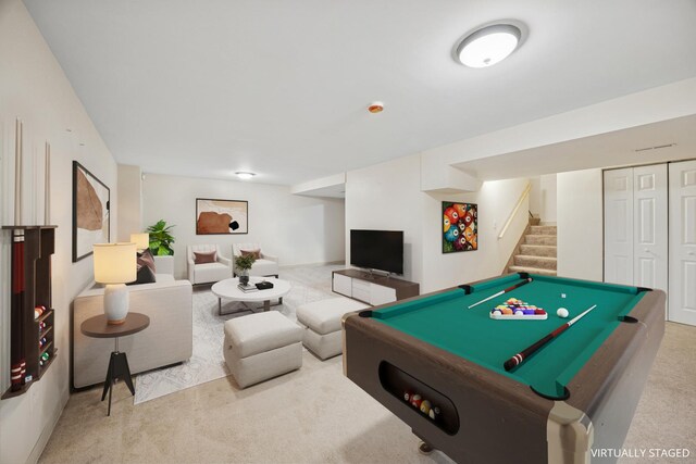 18582 W Point Dr, Tinley Park, IL 60477 - playroom featuring carpet floors, billiards, and baseboards