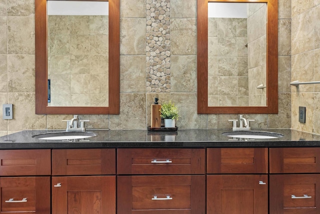 8600 Beall St, Dyer, IN 46311 - bathroom with double vanity and tasteful backsplash