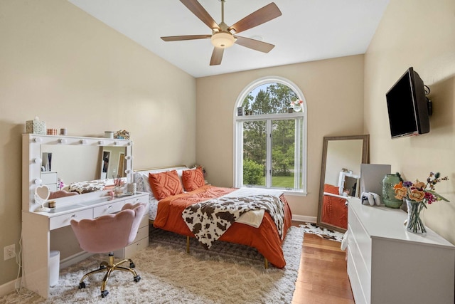 8600 Beall St, Dyer, IN 46311 - bedroom with baseboards, wood finished floors, and ceiling fan