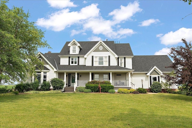 27425 S Steven Ray Dr, Monee, IL 60449 - view of front of home featuring a porch, a front yard, and a shingled roof