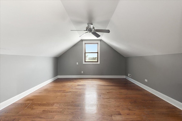 27425 S Steven Ray Dr, Monee, IL 60449 - additional living space featuring ceiling fan, lofted ceiling, and wood finished floors