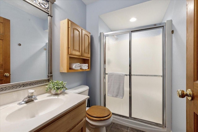 27425 S Steven Ray Dr, Monee, IL 60449 - full bath featuring a shower stall, vanity, and tile patterned flooring