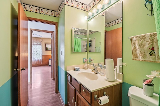 21705 W Knollwood Ct, Plainfield, IL 60544 - bathroom featuring toilet, wood finished floors, and vanity