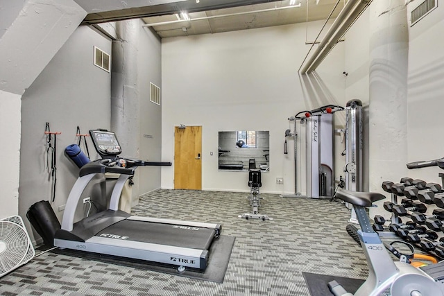 1525 S Sangamon St Unit 312, Chicago, IL 60608 - gym featuring carpet and a high ceiling