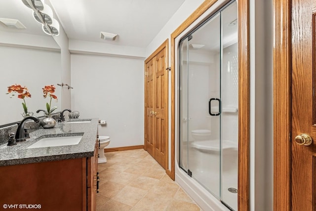 3 Shoreside Dr, South Barrington, IL 60010 - bathroom with double vanity, a shower stall, and tile patterned flooring