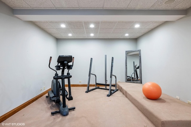 3 Shoreside Dr, South Barrington, IL 60010 - workout area with recessed lighting, carpet floors, and a drop ceiling