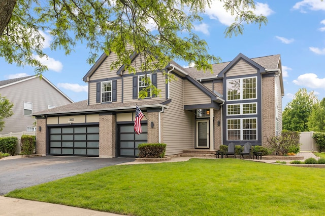 1462 Haversham Dr, Aurora, IL 60502 - traditional-style home with brick siding, driveway, roof with shingles, and an attached garage