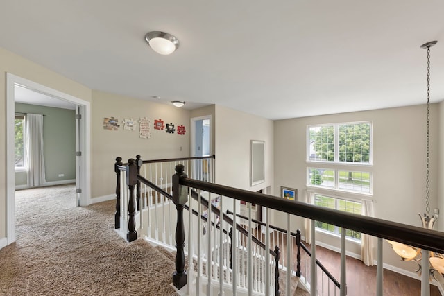 1462 Haversham Dr, Aurora, IL 60502 - hallway with an upstairs landing, baseboards, and carpet