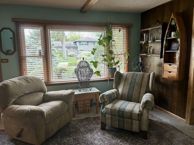 5116 154th St, Oak Forest, IL 60452 - sitting room with carpet flooring and beamed ceiling