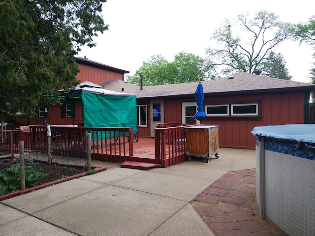 5116 154th St, Oak Forest, IL 60452 - rear view of property with a wooden deck, a patio, and a shingled roof