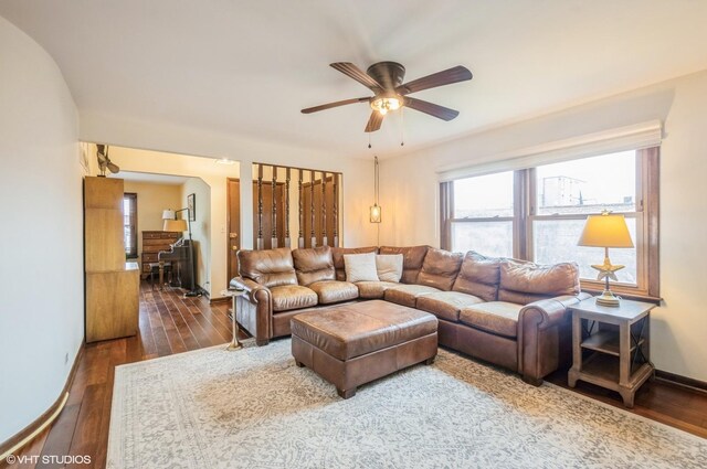 5639 W Montrose Ave, Chicago, IL 60634 - living area with ceiling fan and wood-type flooring