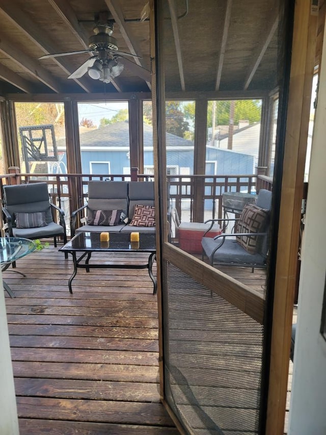 6432 41st St, Stickney, IL 60402 - deck featuring ceiling fan
