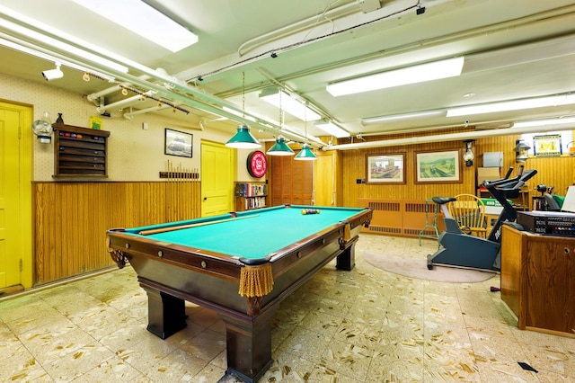 706 Franklin Ave, River Forest, IL 60305 - game room with wainscoting, pool table, tile patterned floors, and wood walls