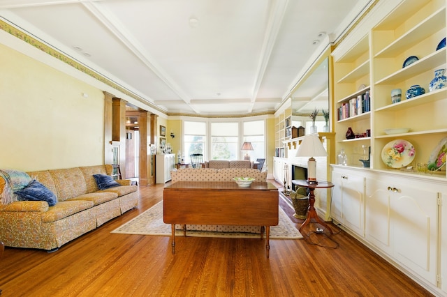706 Franklin Ave, River Forest, IL 60305 - living area featuring wood finished floors, a fireplace, and beam ceiling