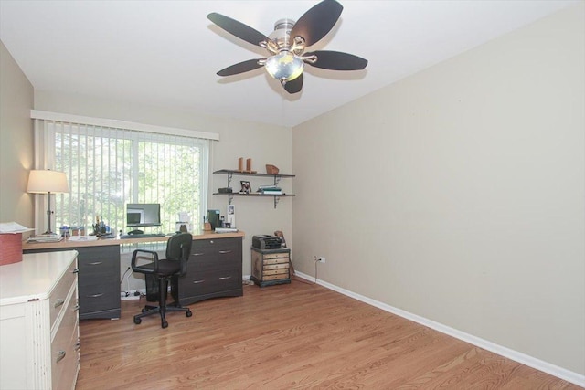196 Shoreline Rd, Lake Barrington, IL 60010 - office featuring light wood finished floors, ceiling fan, and baseboards