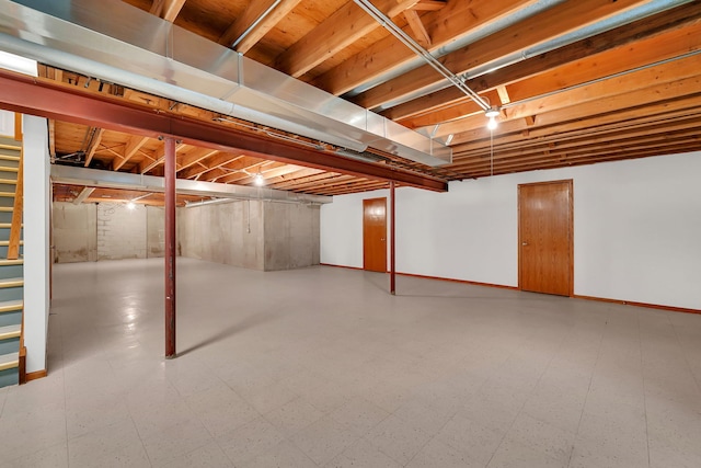 1212 Ashford Ln, Joliet, IL 60431 - finished basement with tile patterned floors and stairs