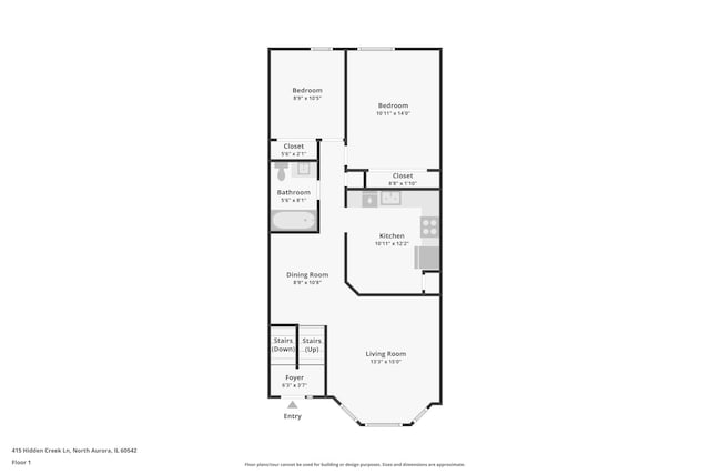 415 Hidden Creek Ln Unit 415, North Aurora, IL 60542 - floor plan / room layout