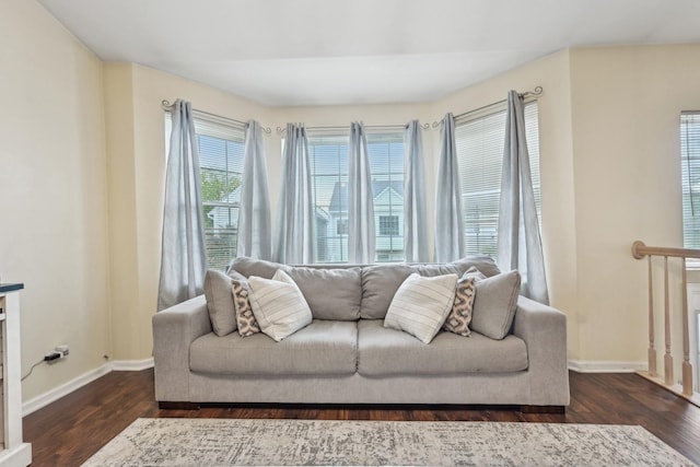 415 Hidden Creek Ln Unit 415, North Aurora, IL 60542 - living area featuring dark wood-type flooring and baseboards