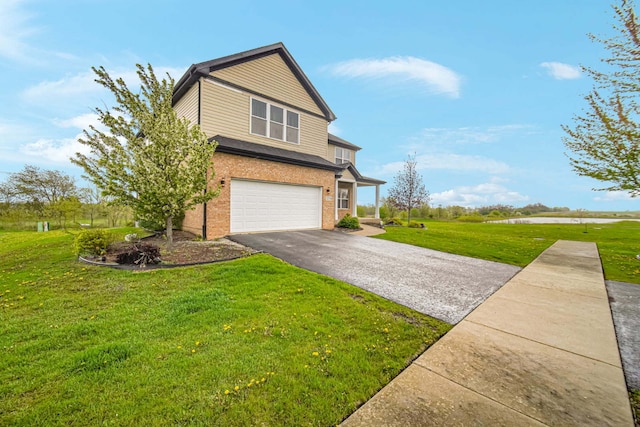 22334 Ojai Dr, Richton Park, IL 60471 - view of side of home with a garage, driveway, a yard, and brick siding