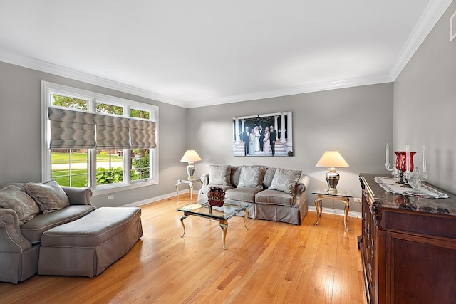 21186 Sage Brush Ln, Mokena, IL 60448 - living room featuring baseboards, crown molding, and light wood-style flooring