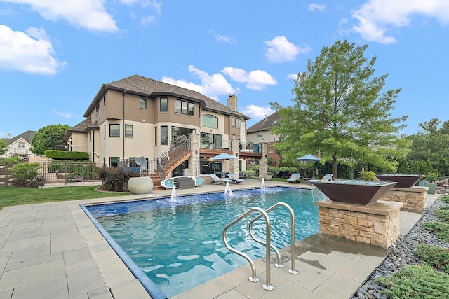 21186 Sage Brush Ln, Mokena, IL 60448 - view of pool featuring stairway, a patio area, and a wooden deck