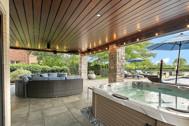 21186 Sage Brush Ln, Mokena, IL 60448 - view of patio with a hot tub and outdoor lounge area