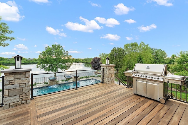 21186 Sage Brush Ln, Mokena, IL 60448 - wooden terrace featuring a water view and area for grilling