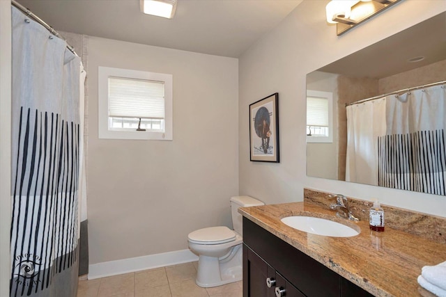 1233 Prairie Ln, Lemont, IL 60439 - full bath featuring healthy amount of natural light, vanity, toilet, and tile patterned flooring