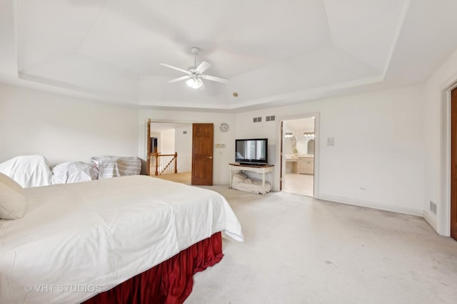 3620 Schillinger Ct, Naperville, IL 60564 - bedroom with a raised ceiling, light carpet, and ensuite bath