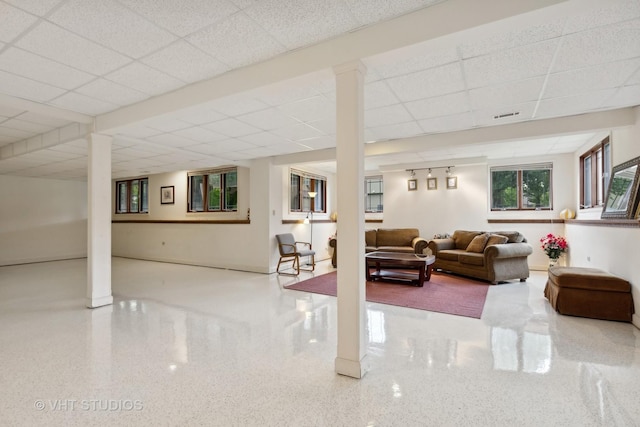 3620 Schillinger Ct, Naperville, IL 60564 - living area with speckled floor and a drop ceiling