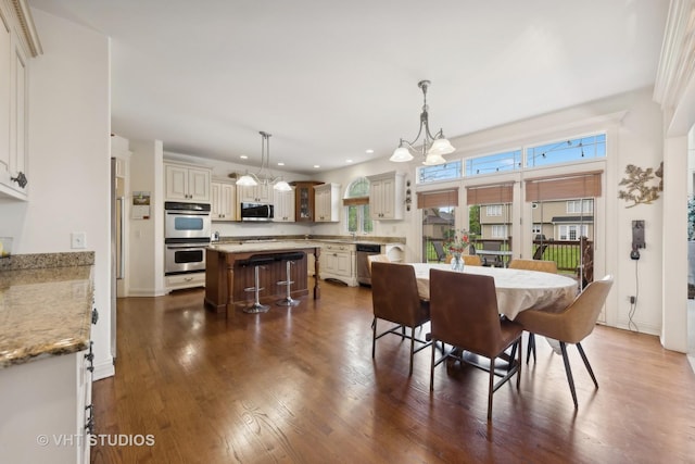 3620 Schillinger Ct, Naperville, IL 60564 - dining area featuring recessed lighting, dark wood-style floors, and baseboards